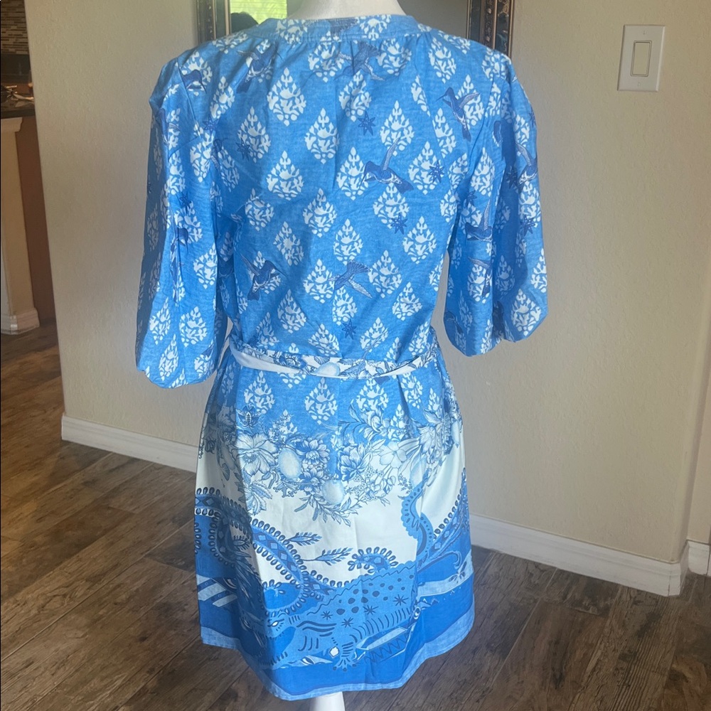 A Loves A Blue Printed Button-Front Dress - Picture 11 of 16